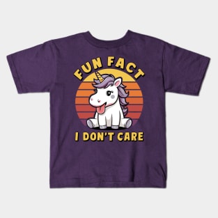 Fun Fact I Don't Care Unicorn Saying Kids T-Shirt